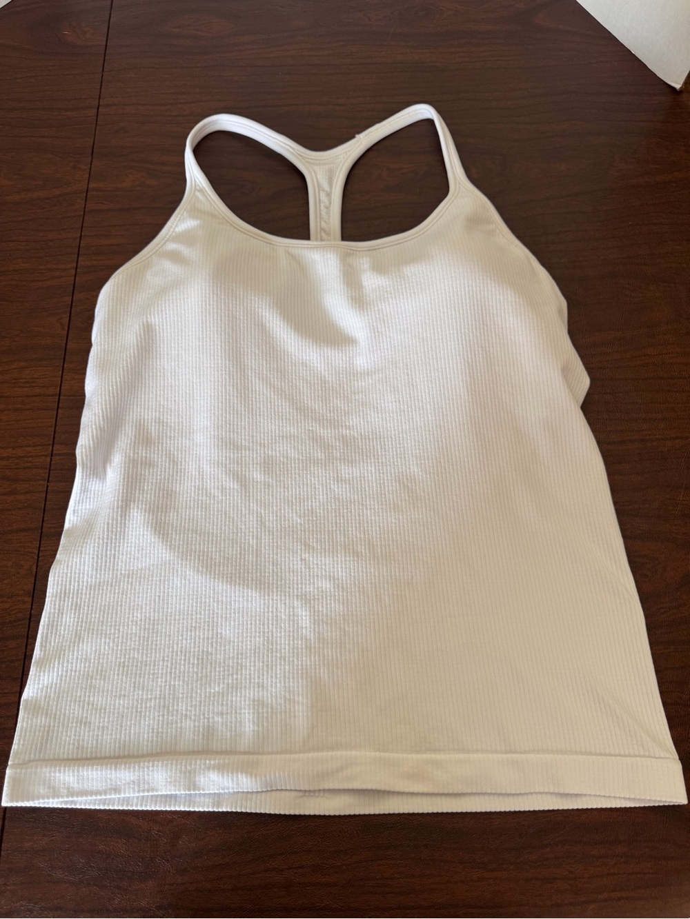 Athleta White Ribbed Bra-Top Racerback Tank NWOT